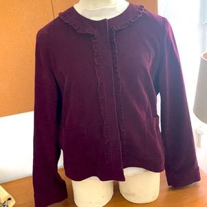 SANDRO Burgundy plum ruffled blazer  Sz L